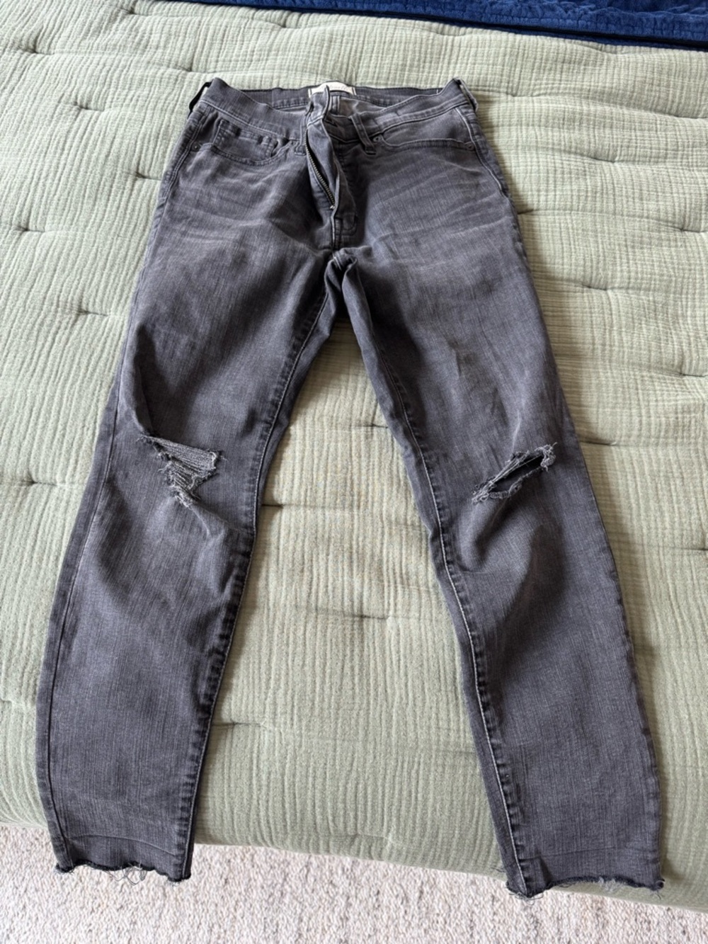 Madewell Washed Black Skinny Jeans with Knee Rips